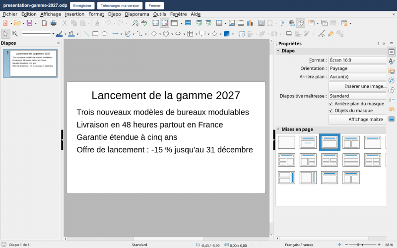 Une présentation dans Impress